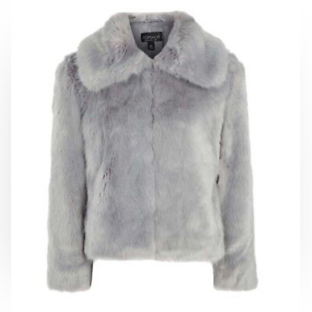 Final price^ Topshop Claire faux fur jacket gray - Picture 10 of 10